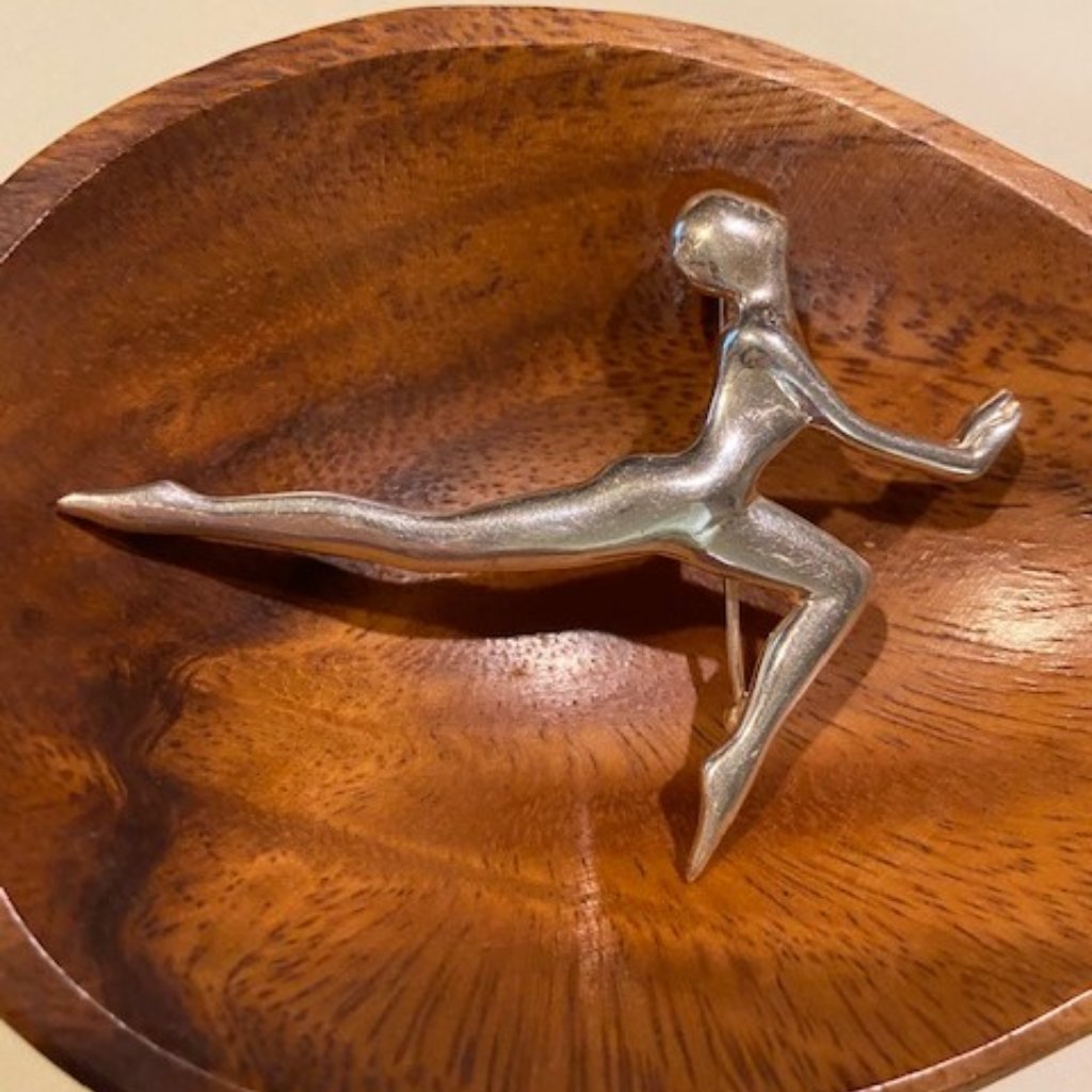 Go Usa Gymnasts!! Vtg 925 Silver Woman Brooch